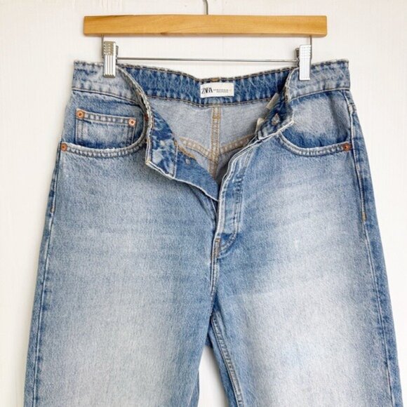 ZARA STRAIGHT LEG HIGH WAISTED CROP JEANS 10 - Picture 3 of 6